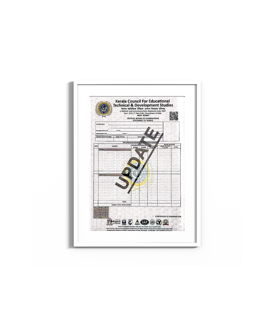 CENTRAL APPROVED CERTIFICATE