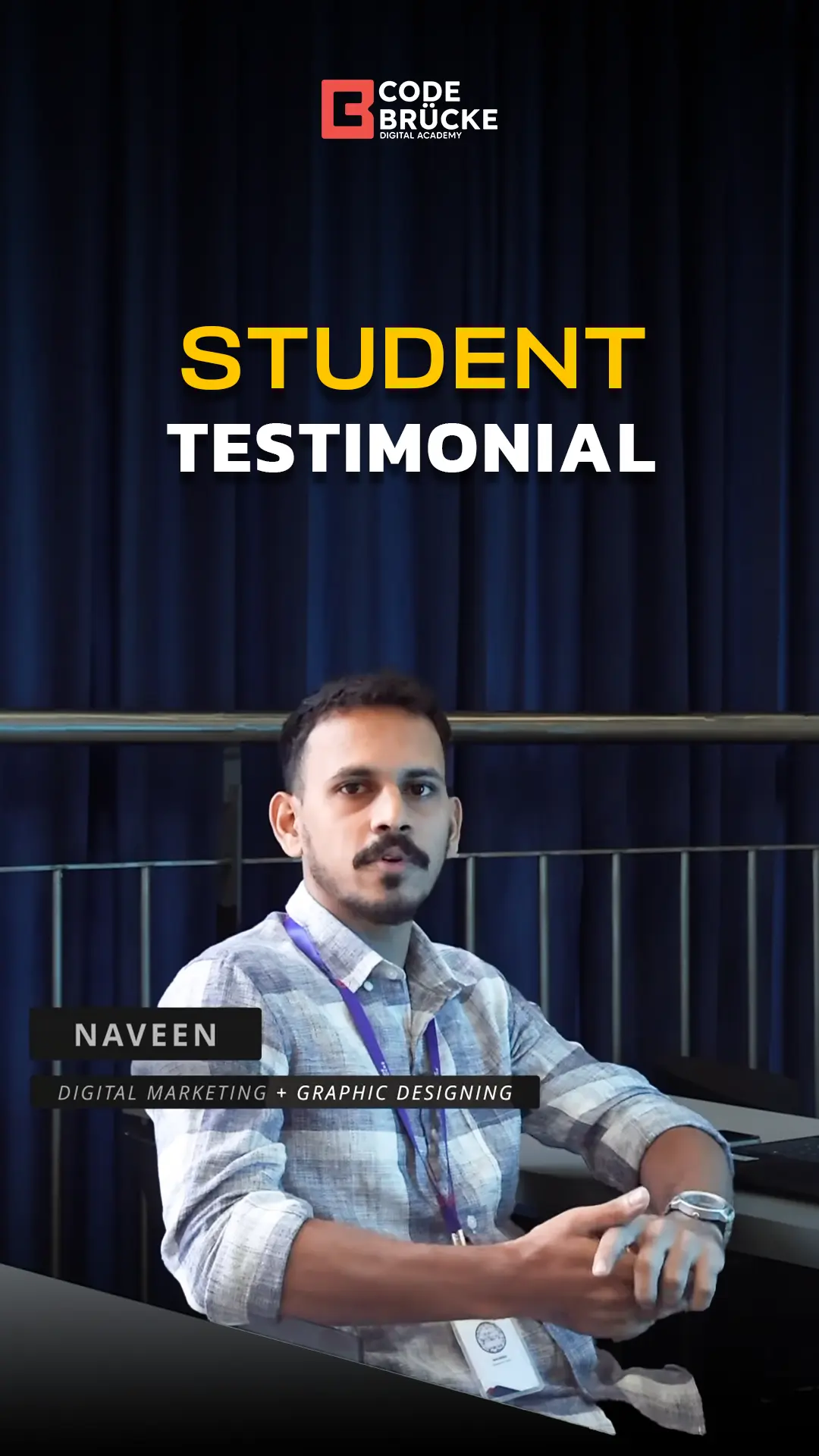 Naveen, a calm and determined digital marketing student from Codebrucke Academy in Calicut, sharing his experience after completing the best digital marketing course in Calicut